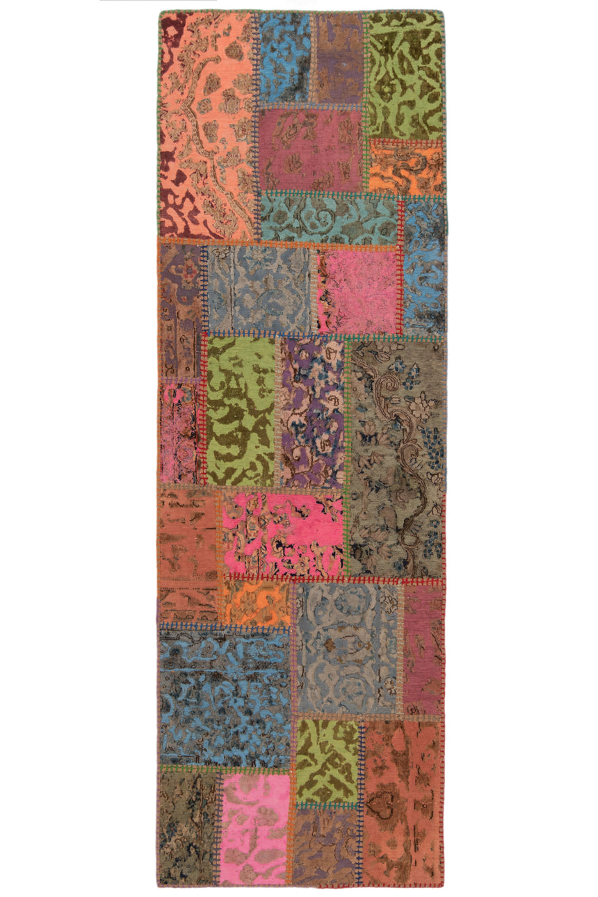 Patchwork relief rug | 250 x 80 cm