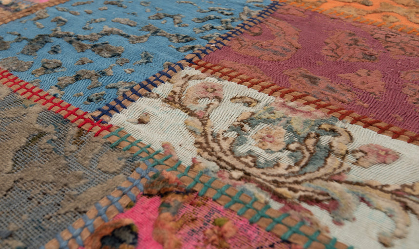 Patchwork relief rug | 300 x 80 cm