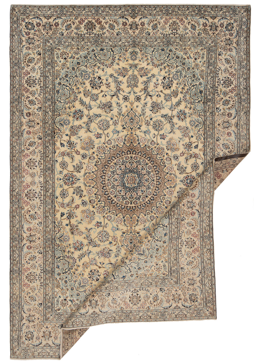 Alfombra persa de seda Nain 9la | 353 x 238 cm