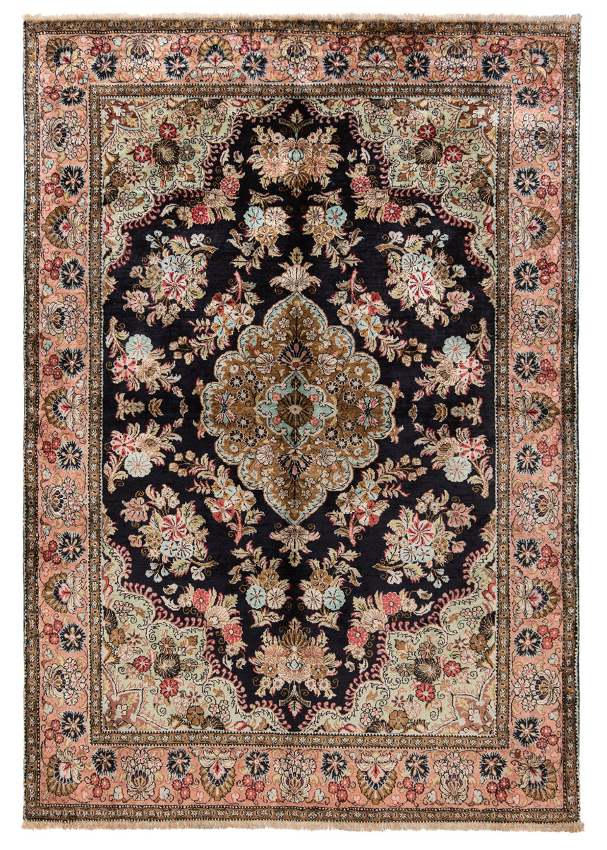 Alfombra india de seda pura de Cachemira | 144 x 100 cm