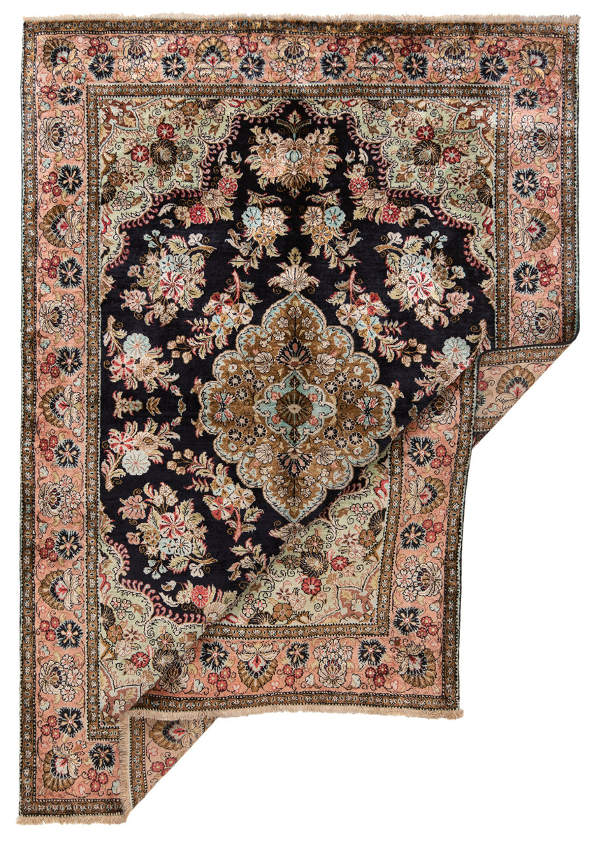 Alfombra india de seda pura de Cachemira | 144 x 100 cm