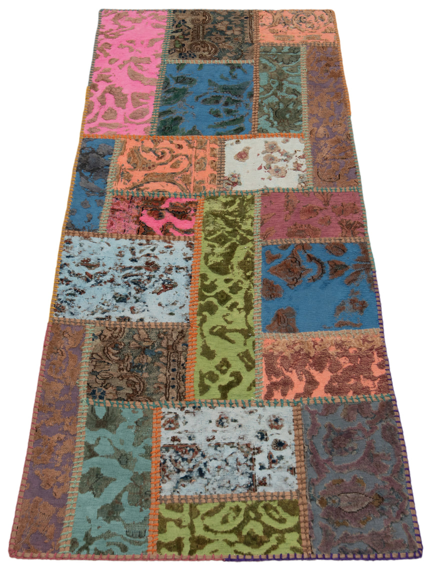 Alfombra con relieve de patchwork | 200 x 80 cm