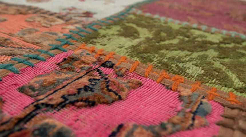 Alfombra con relieve de patchwork | 200 x 80 cm