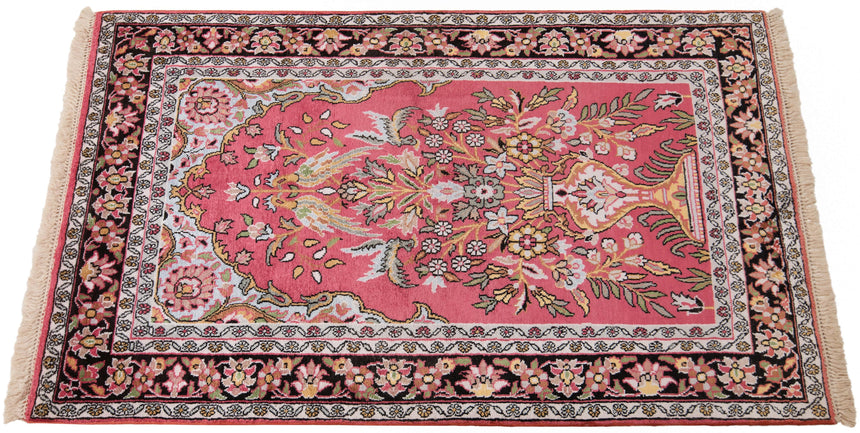 Alfombra india de seda pura de Cachemira | 125 x 80 cm