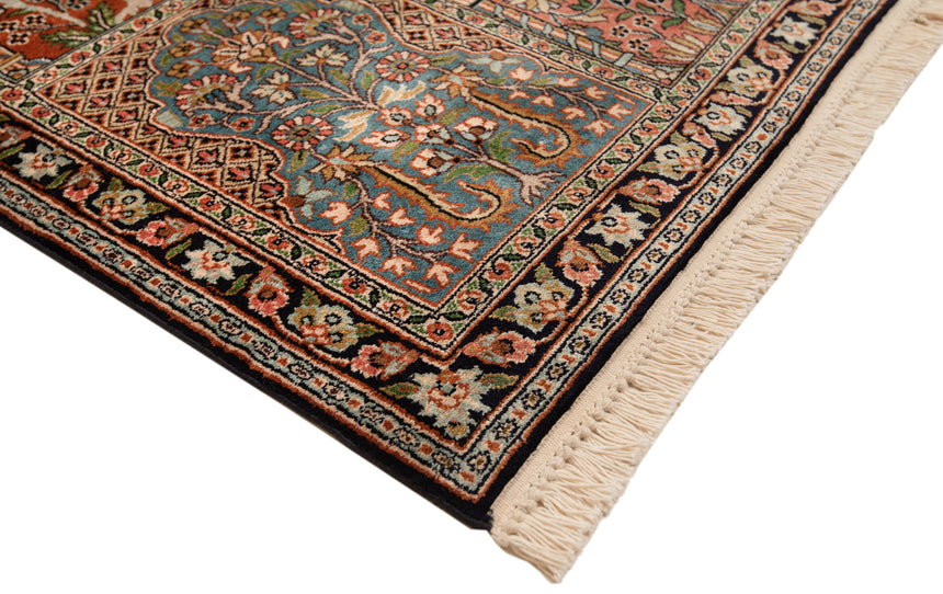 Alfombra india de seda pura de Cachemira | 120 x 62 cm