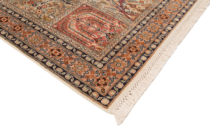 Alfombra india de seda pura de Cachemira | 91 x 62 cm