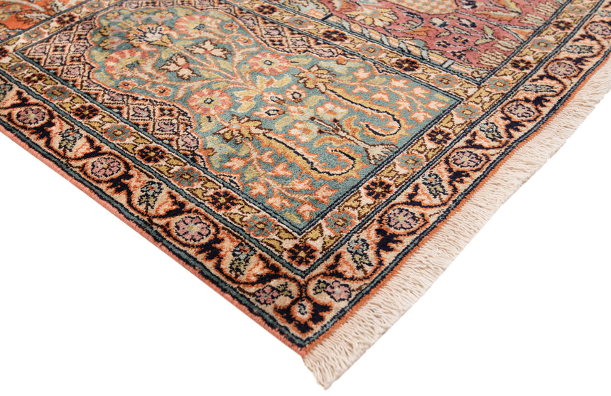 Alfombra india de seda pura de Cachemira | 97 x 59 cm