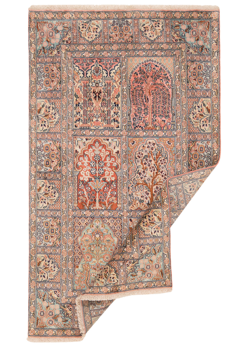 Alfombra india de seda pura de Cachemira | 151 x 90 cm