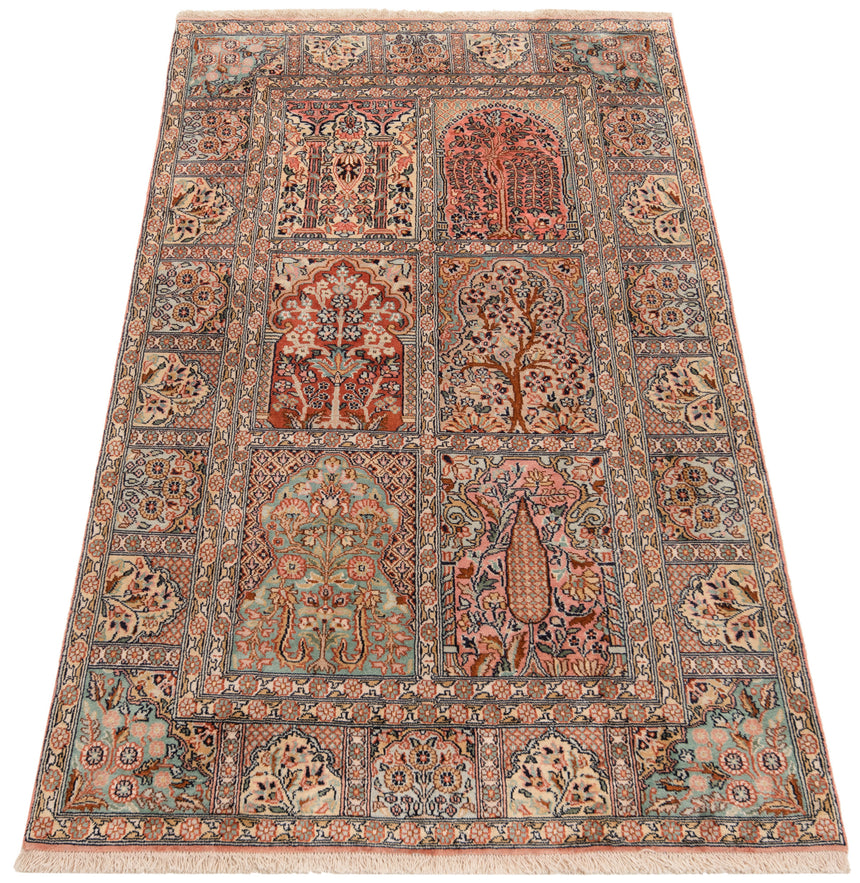 Alfombra india de seda pura de Cachemira | 151 x 90 cm