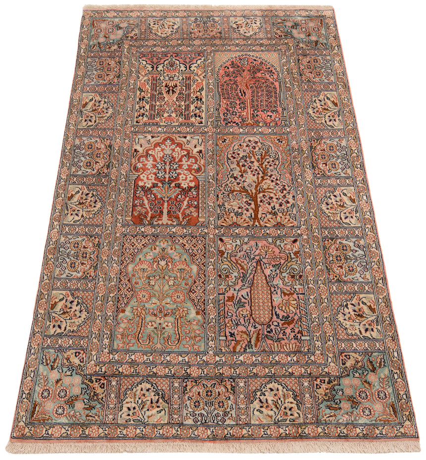 Alfombra india de seda pura de Cachemira | 151 x 90 cm