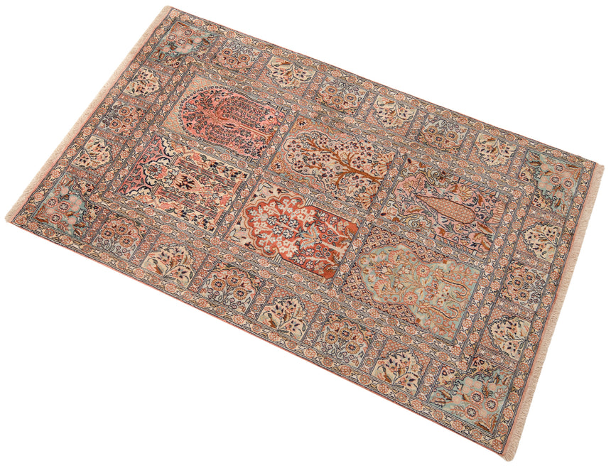 Alfombra india de seda pura de Cachemira | 151 x 90 cm