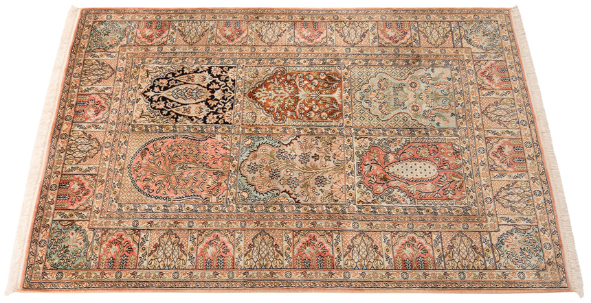 Alfombra india de seda pura de Cachemira | 140 x 91 cm