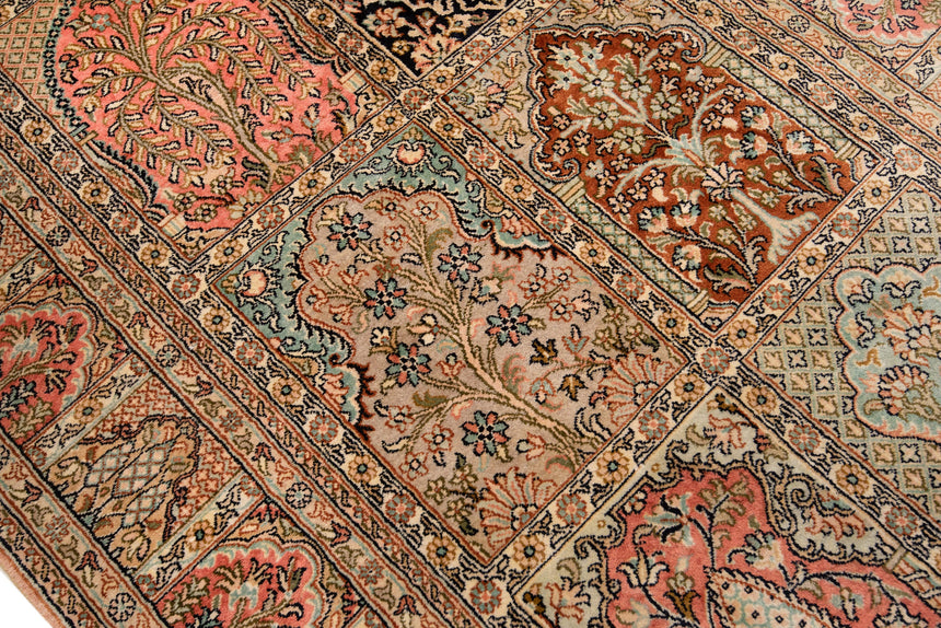 Alfombra india de seda pura de Cachemira | 140 x 91 cm