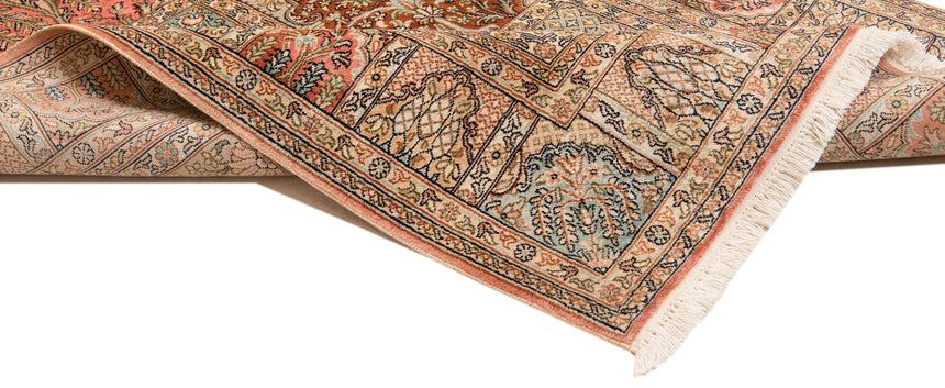 Alfombra india de seda pura de Cachemira | 140 x 91 cm