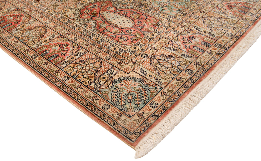 Alfombra india de seda pura de Cachemira | 140 x 91 cm