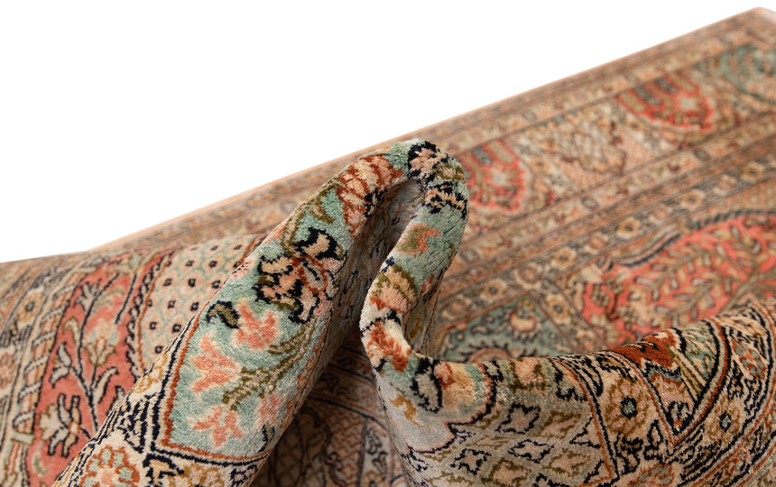 Alfombra india de seda pura de Cachemira | 140 x 91 cm