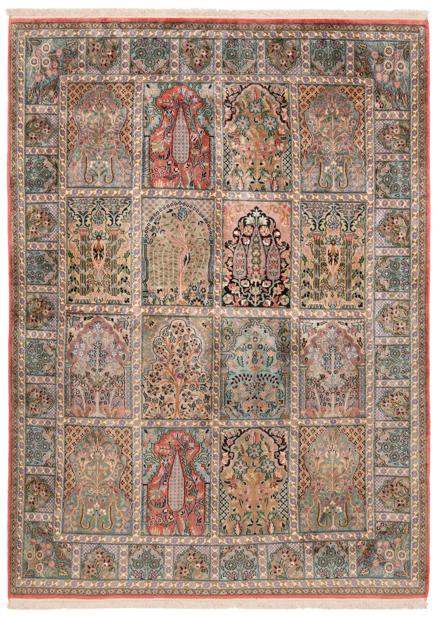 Alfombra india de seda pura de Cachemira | 215 x 157 cm