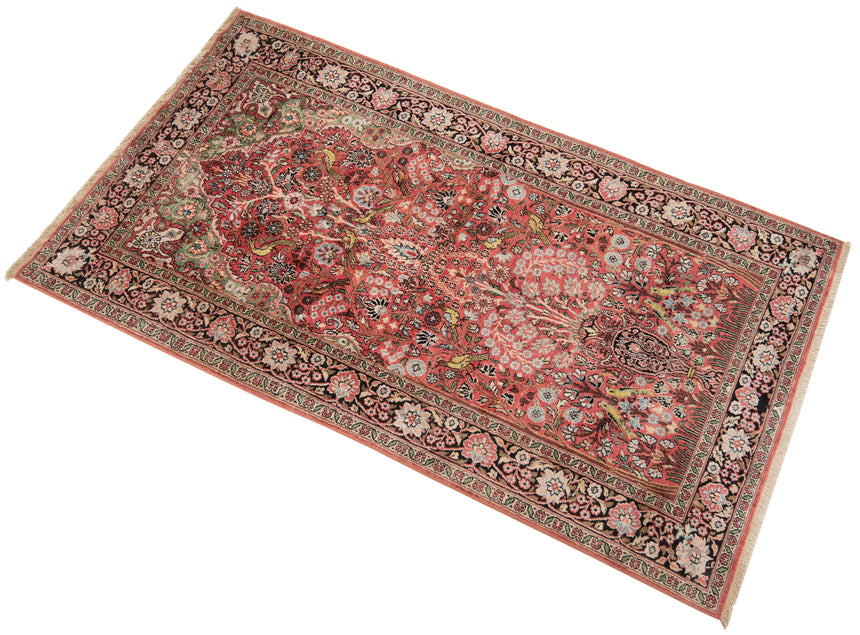 Alfombra india de seda pura de Cachemira | 161 x 88 cm
