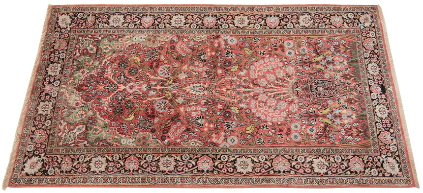 Alfombra india de seda pura de Cachemira | 161 x 88 cm