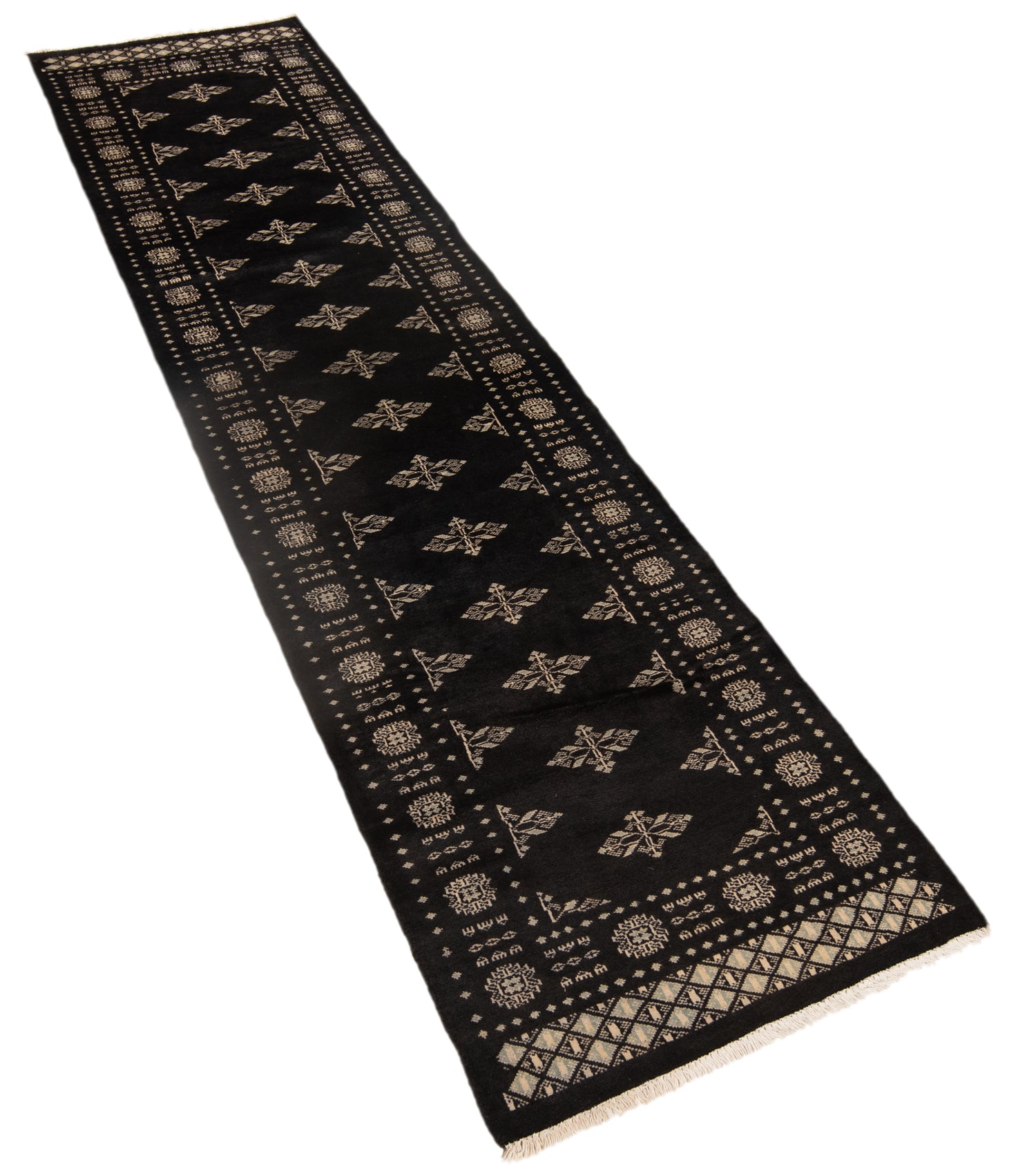 Alfombra pakistaní de Bokhara | 313 x 78 cm