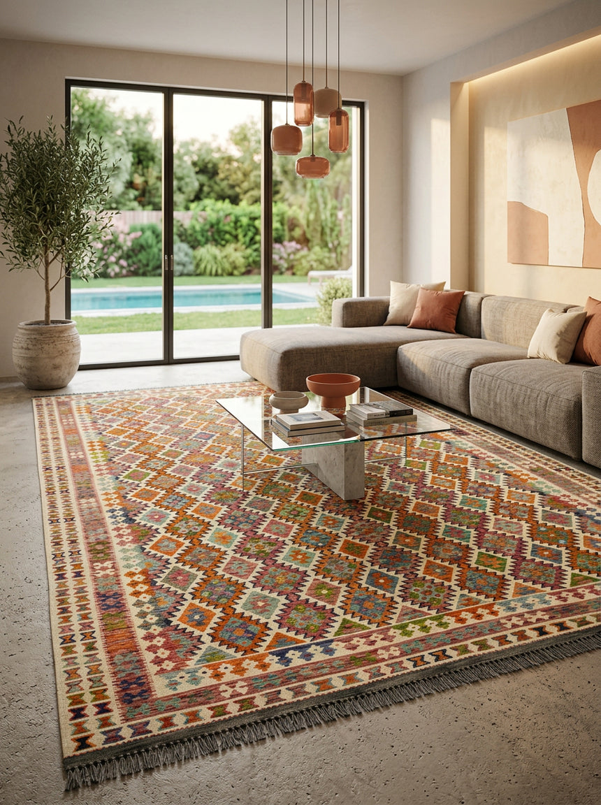 Kilim Afgano | 388 x 315 cm