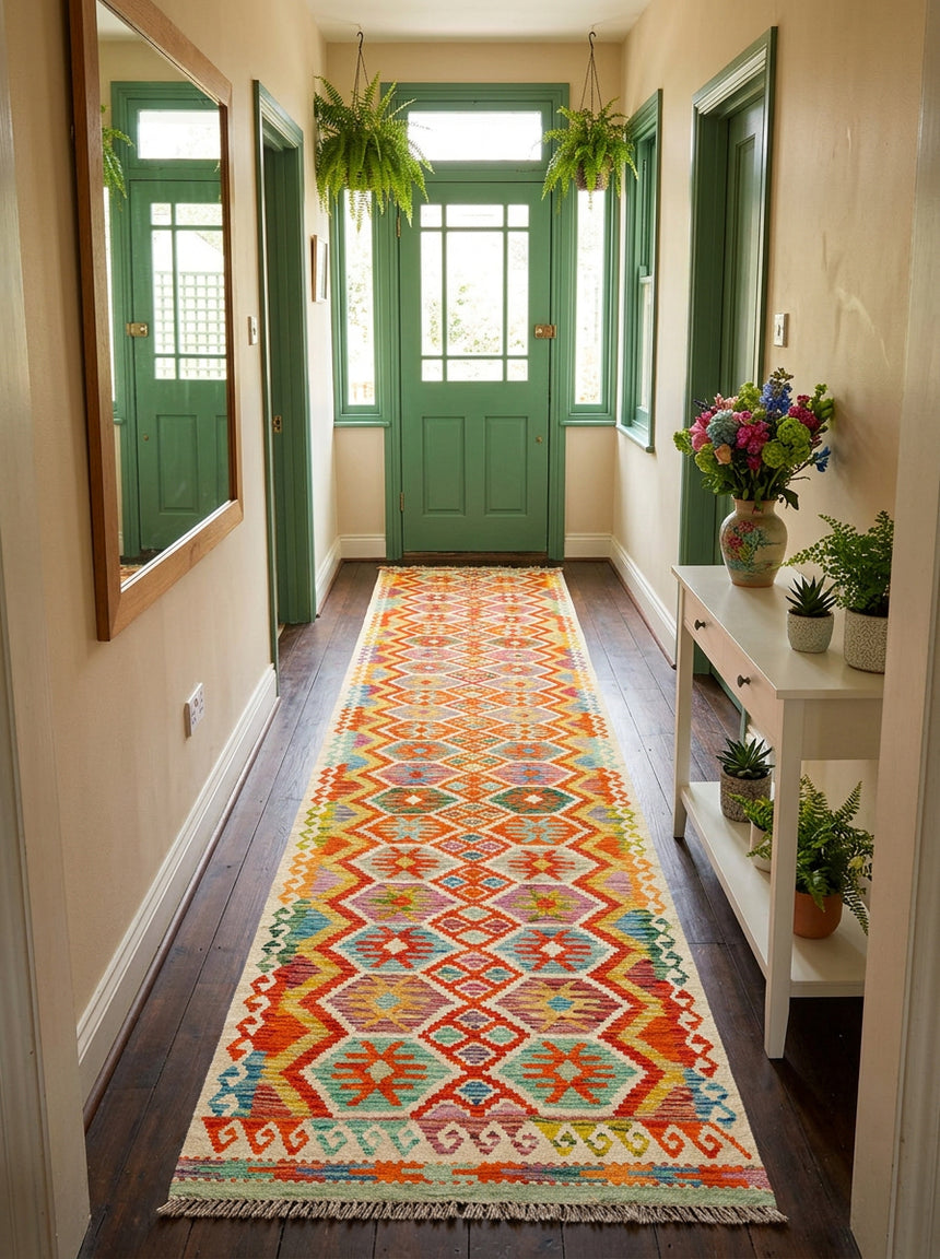 Kilim Afgano | 387 x 84 cm