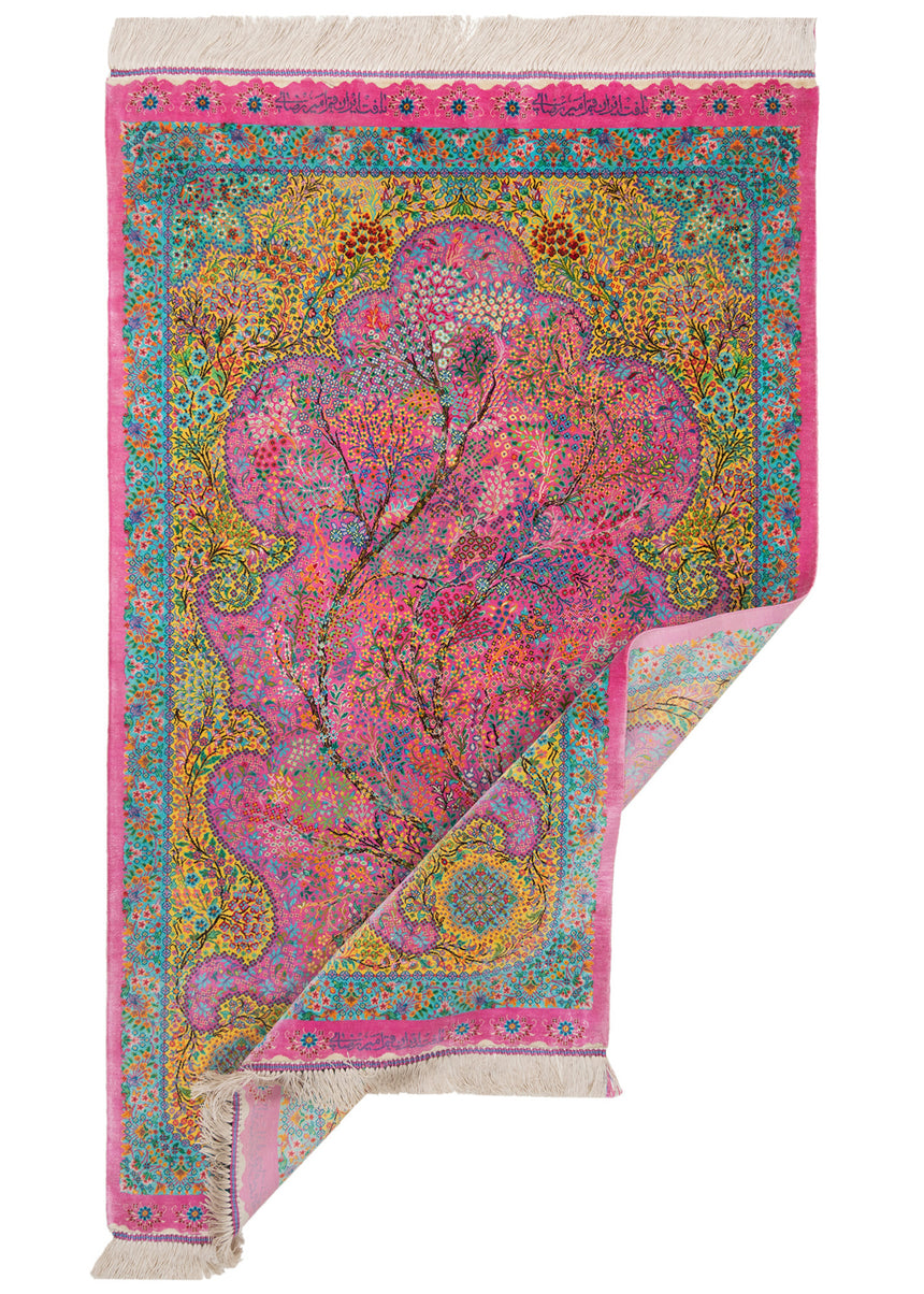 Alfombra persa de seda pura Qom | 132 x 82 cm