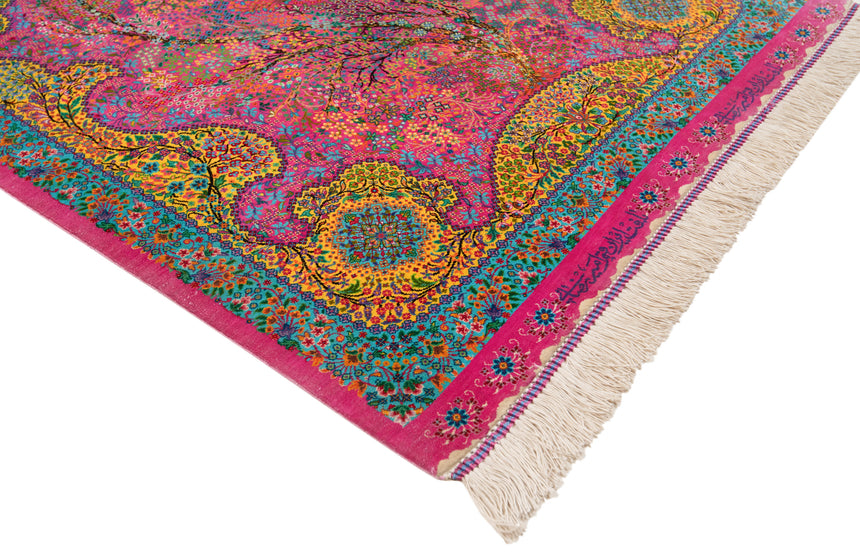 Alfombra persa de seda pura Qom | 132 x 82 cm