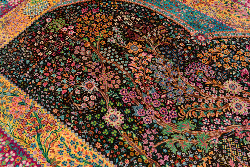 Alfombra persa de seda pura Qom | 128 x 81 cm