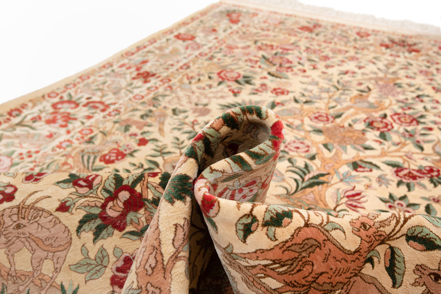 Alfombra persa de seda pura Qom | 201 x 136 cm