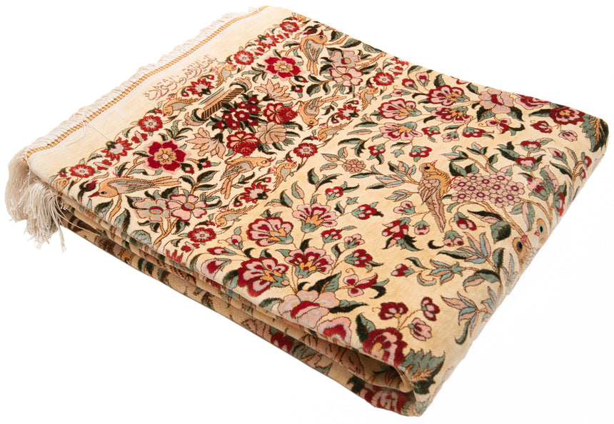 Alfombra persa de seda pura Qom | 201 x 136 cm