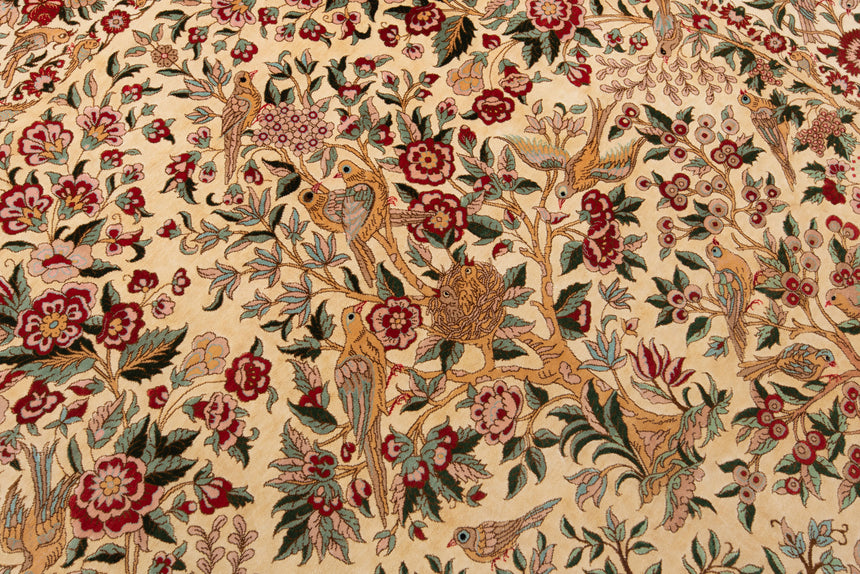 Alfombra persa de seda pura Qom | 201 x 136 cm