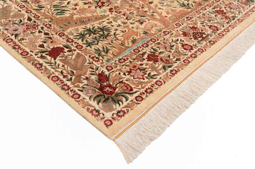 Alfombra persa de seda pura Qom | 201 x 136 cm