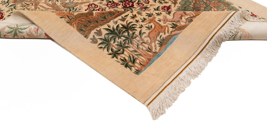 Alfombra persa de seda pura Qom | 155 x 99 cm