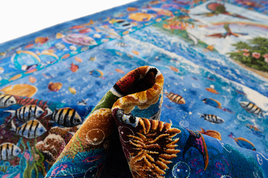 Alfombra persa de seda pura Qom | 213 x 145 cm