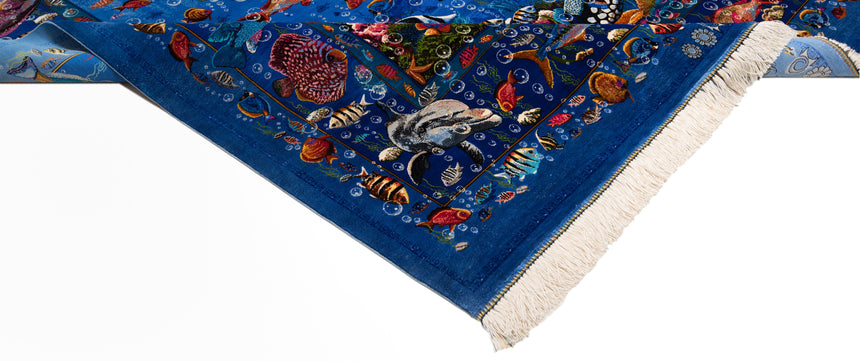 Alfombra persa de seda pura Qom | 213 x 145 cm