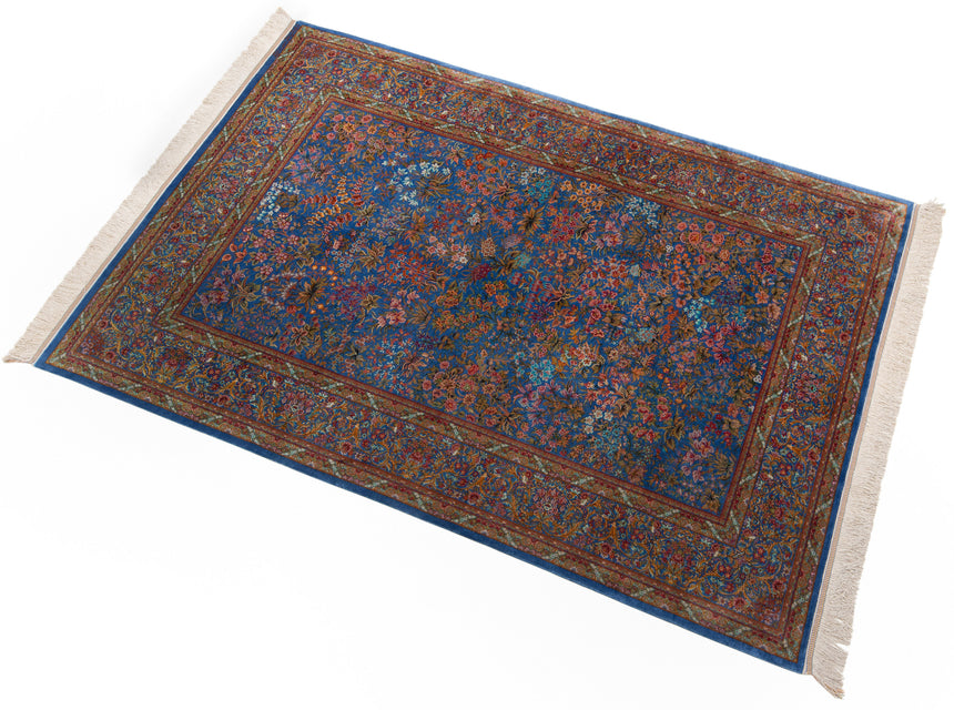 Alfombra persa de seda pura Qom | 214 x 145 cm