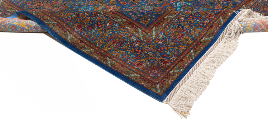 Alfombra persa de seda pura Qom | 214 x 145 cm