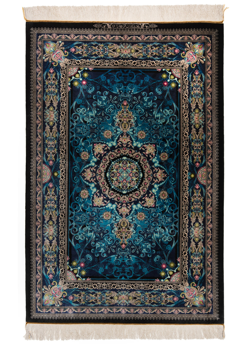 Alfombra persa de seda pura Qom | 152 x 100 cm