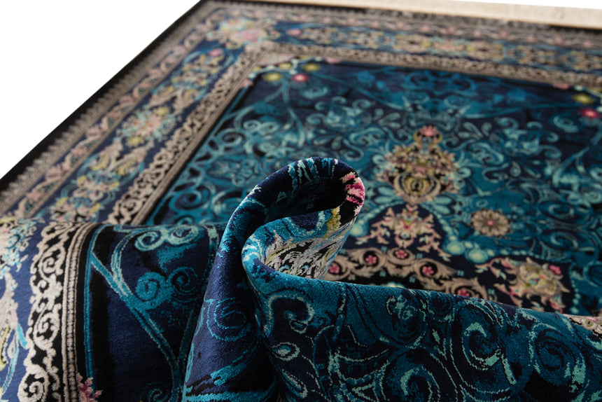 Alfombra persa de seda pura Qom | 152 x 100 cm