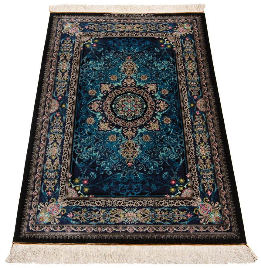 Alfombra persa de seda pura Qom | 152 x 100 cm