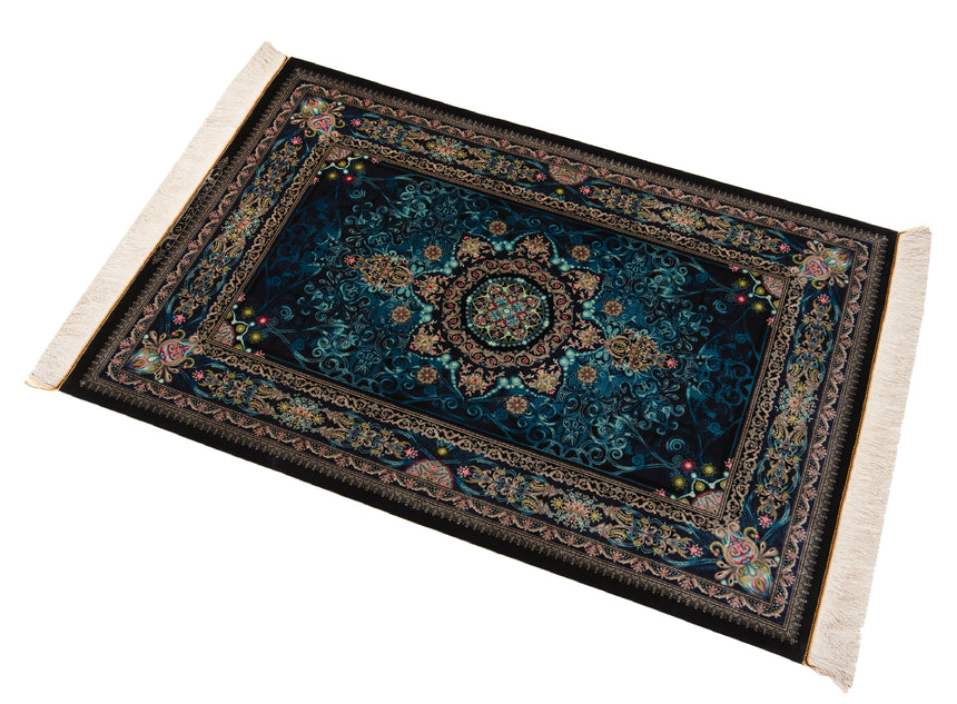 Alfombra persa de seda pura Qom | 152 x 100 cm