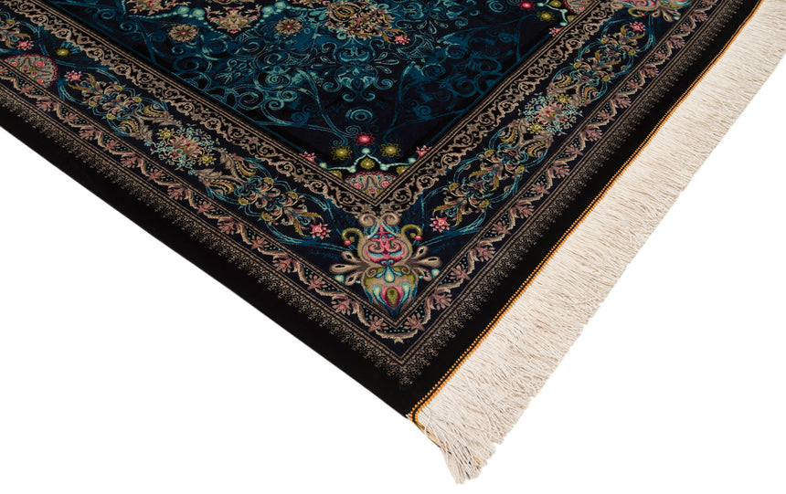 Alfombra persa de seda pura Qom | 152 x 100 cm