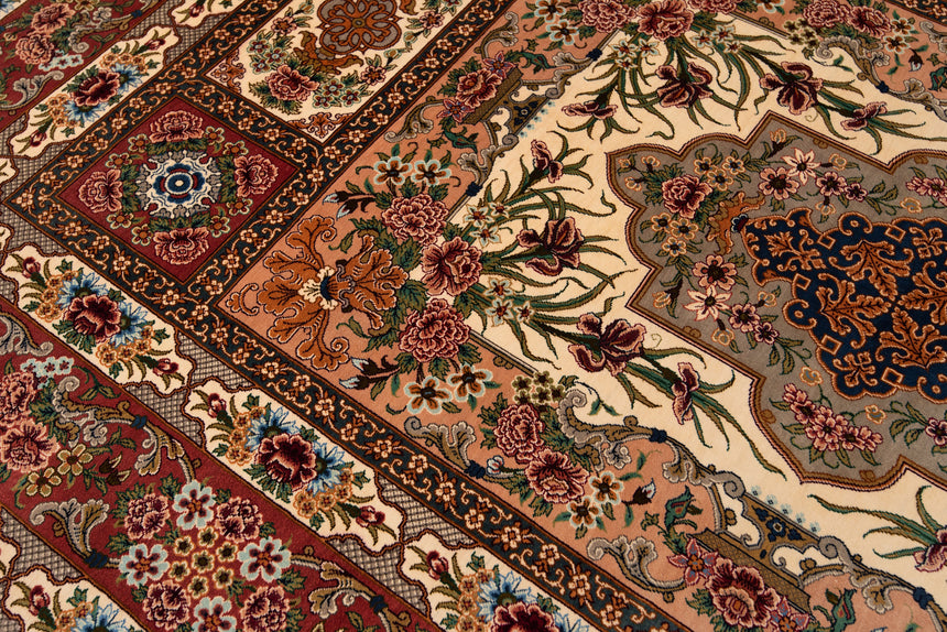 Alfombra persa de seda pura Qom | 153 x 102 cm