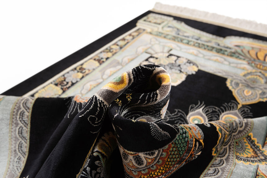 Alfombra persa de seda pura Qom | 147 x 100 cm