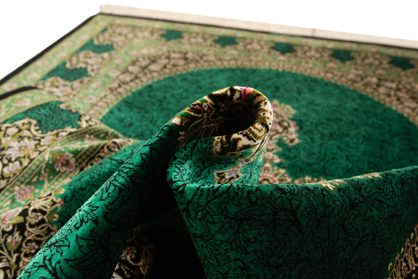 Alfombra persa de seda pura Qom | 153 x 102 cm
