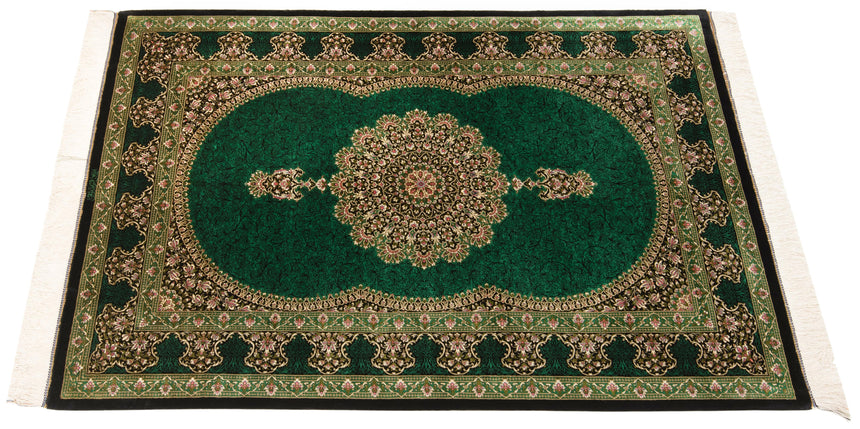 Alfombra persa de seda pura Qom | 153 x 102 cm