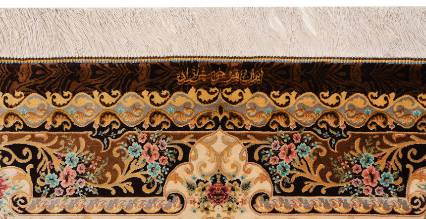 Alfombra persa de seda pura Qom | 157 x 105 cm