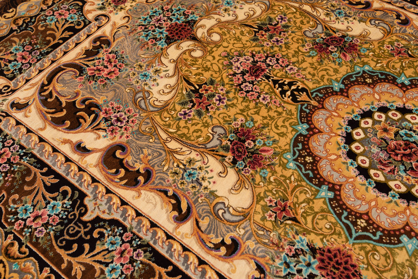 Alfombra persa de seda pura Qom | 157 x 105 cm