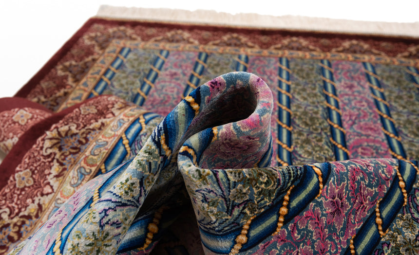 Alfombra persa de seda pura Qom | 122 x 83 cm